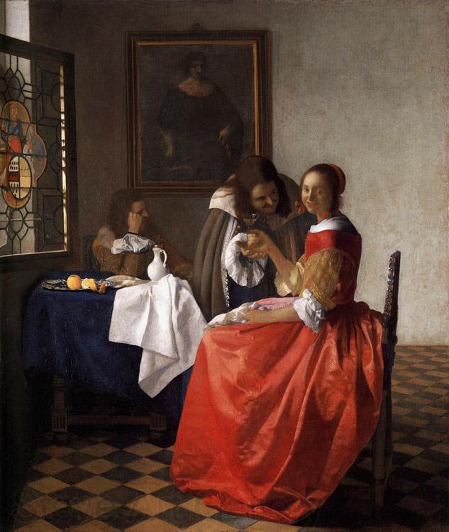 VERMEER VAN DELFT, Jan A Lady and Two Gentlemen t